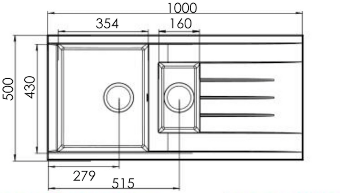 Liquida CU15BL 1.5 Bowl Composite Reversible Inset Black Kitchen Sink With Waste