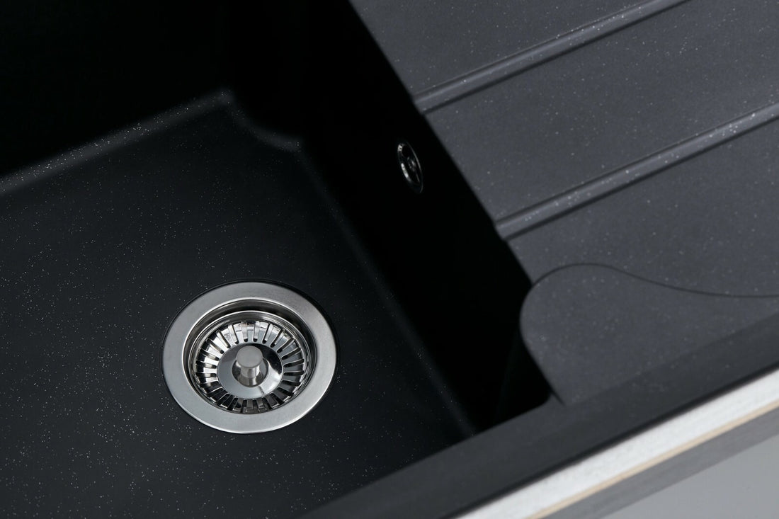 Liquida LP10BL 1.0 Bowl Composite Reversible Inset Black Kitchen Sink With Waste