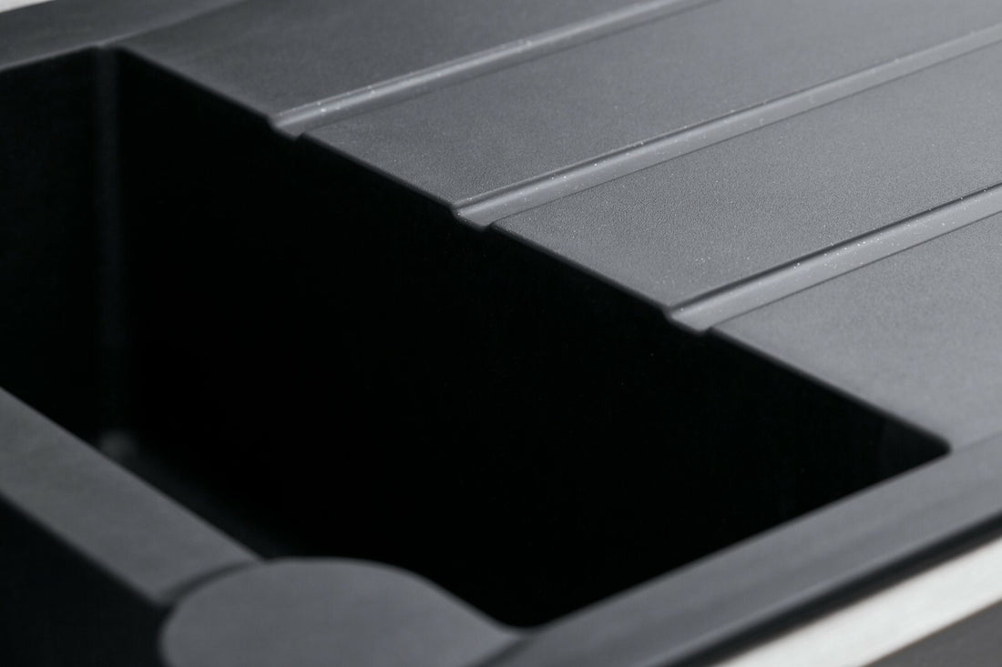 Liquida LP15BL 1.5 Bowl Composite Reversible Inset Black Kitchen Sink With Waste