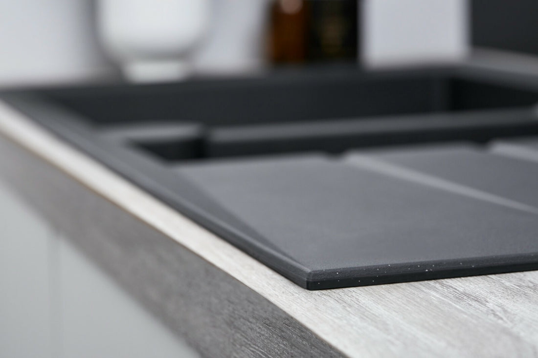 Liquida LP15BL 1.5 Bowl Composite Reversible Inset Black Kitchen Sink With Waste