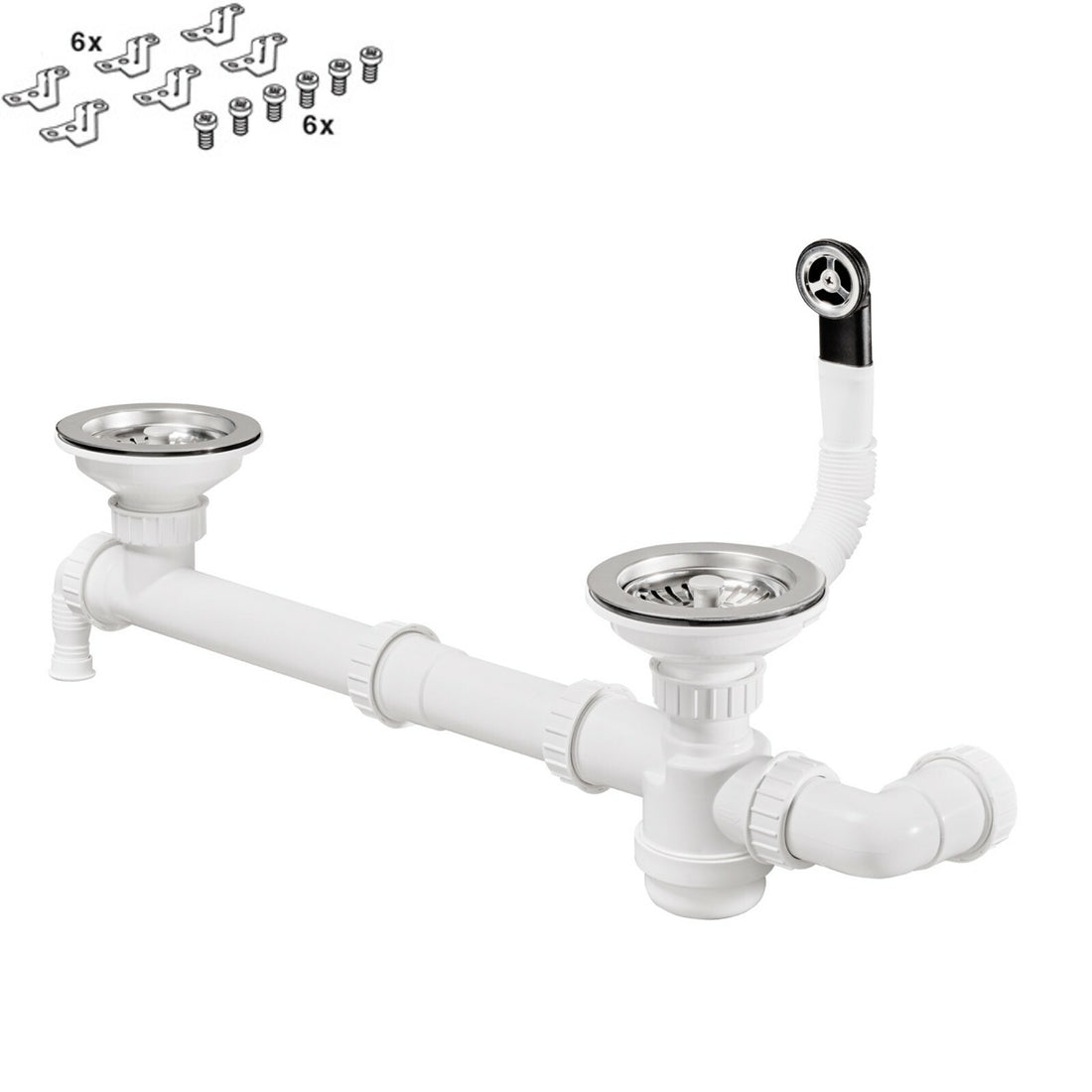 Liquida LP20BL 2.0 Bowl Composite Reversible Inset Black Kitchen Sink With Waste