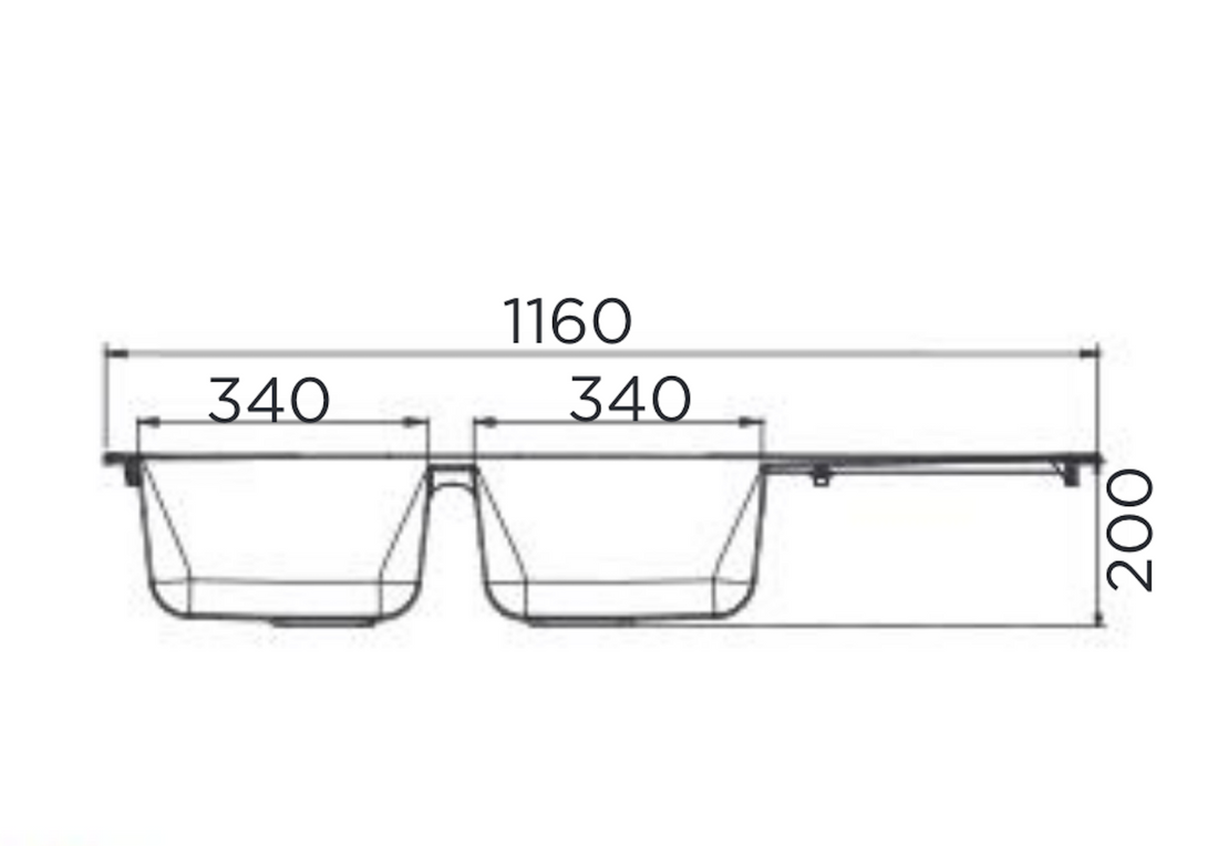 Liquida EW20BL 2.0 Bowl Composite Reversible Inset Black Kitchen Sink With Waste