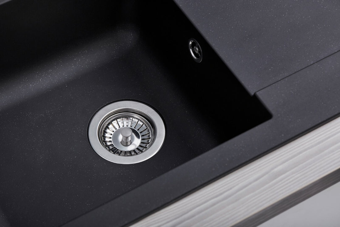 Liquida EW10BL 1.0 Bowl Composite Reversible Inset Black Kitchen Sink With Waste