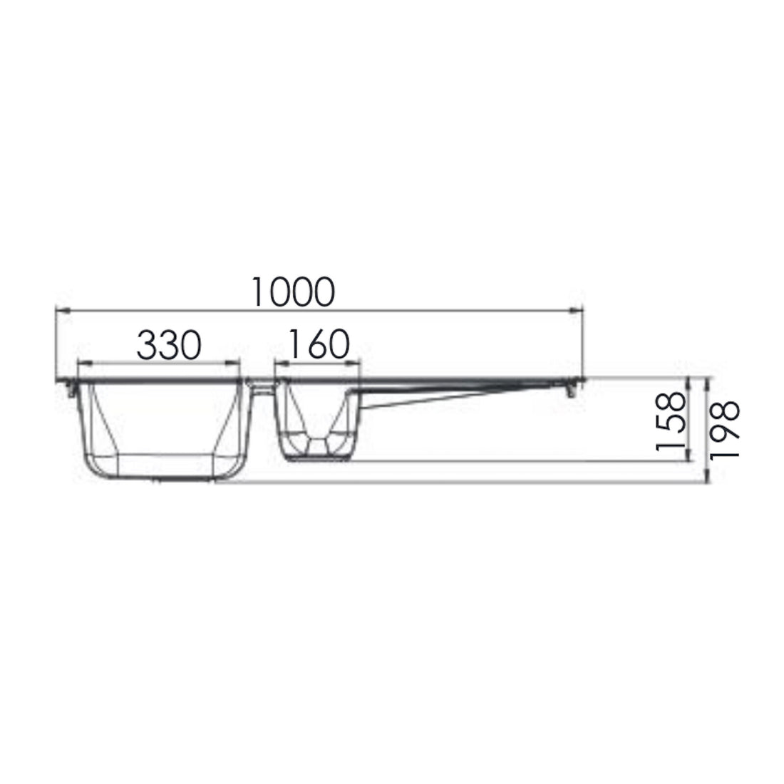 Liquida AR15BL 1.5 Bowl Composite Reversible Inset Black Kitchen Sink With Waste