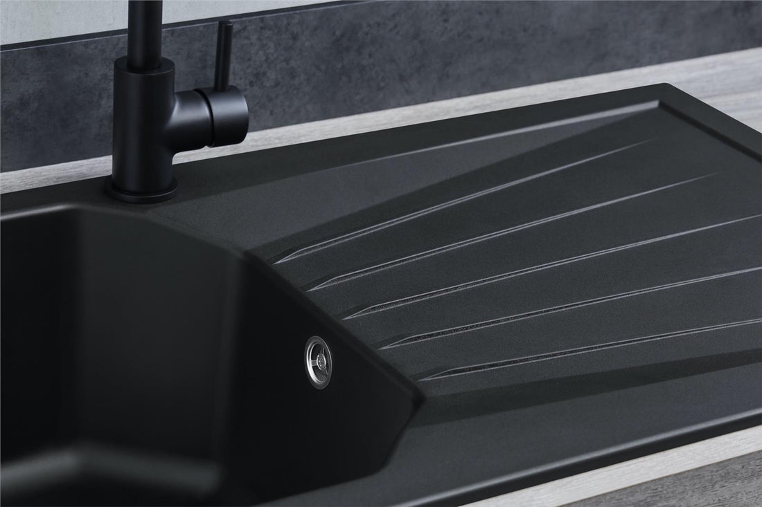 Liquida AGV100BL 1.0 Bowl Composite Reversible Black Kitchen Sink & Waste Kit