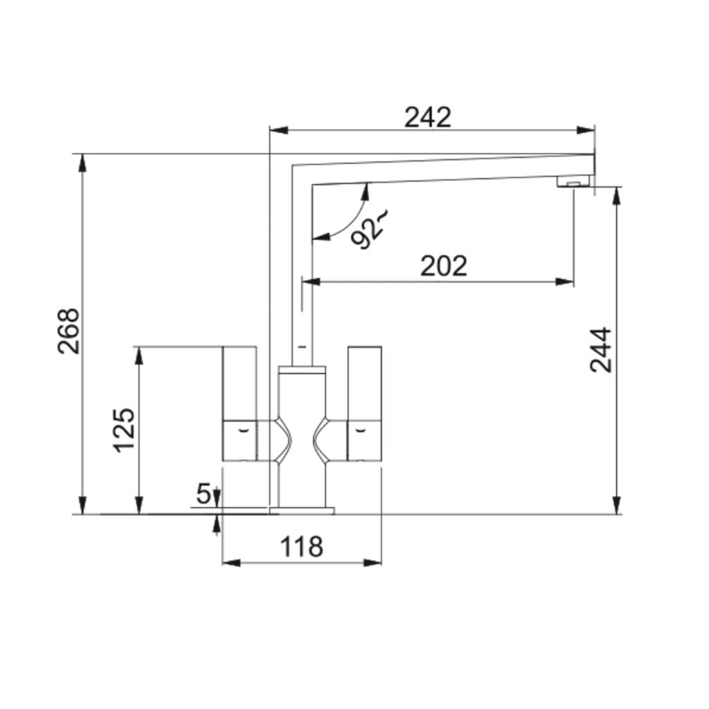 Franke Bern Square Style Twin Lever Swivel Spout Mono Mixer Chrome Kitchen Tap
