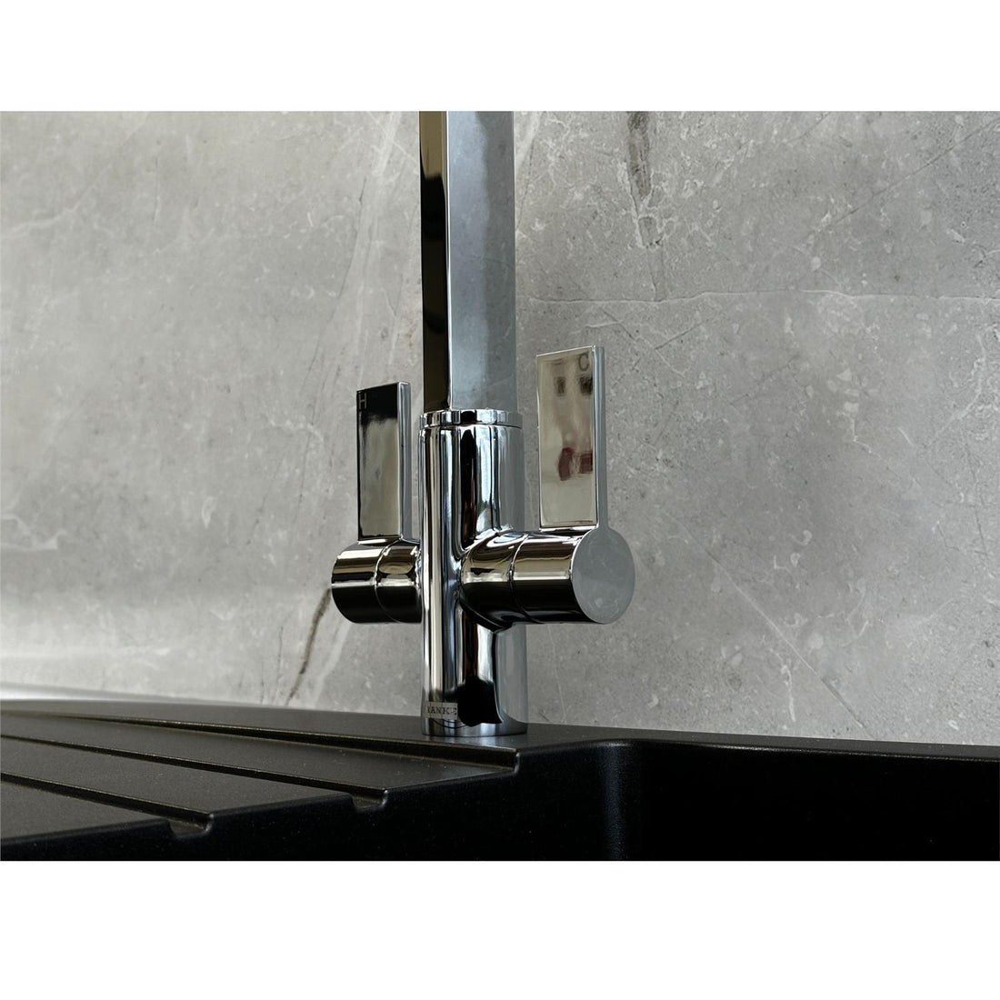 Franke Bern Square Style Twin Lever Swivel Spout Mono Mixer Chrome Kitchen Tap