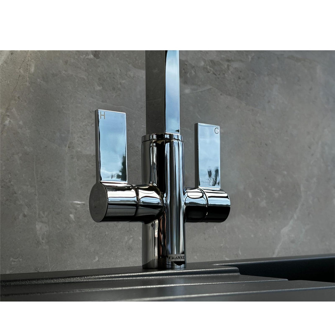 Franke Bern Square Style Twin Lever Swivel Spout Mono Mixer Chrome Kitchen Tap