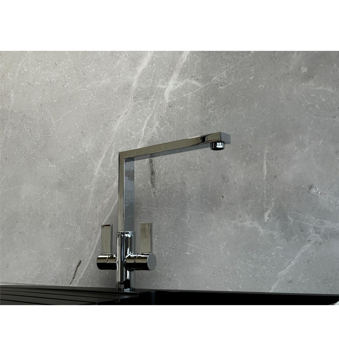 Franke Bern Square Style Twin Lever Swivel Spout Mono Mixer Chrome Kitchen Tap