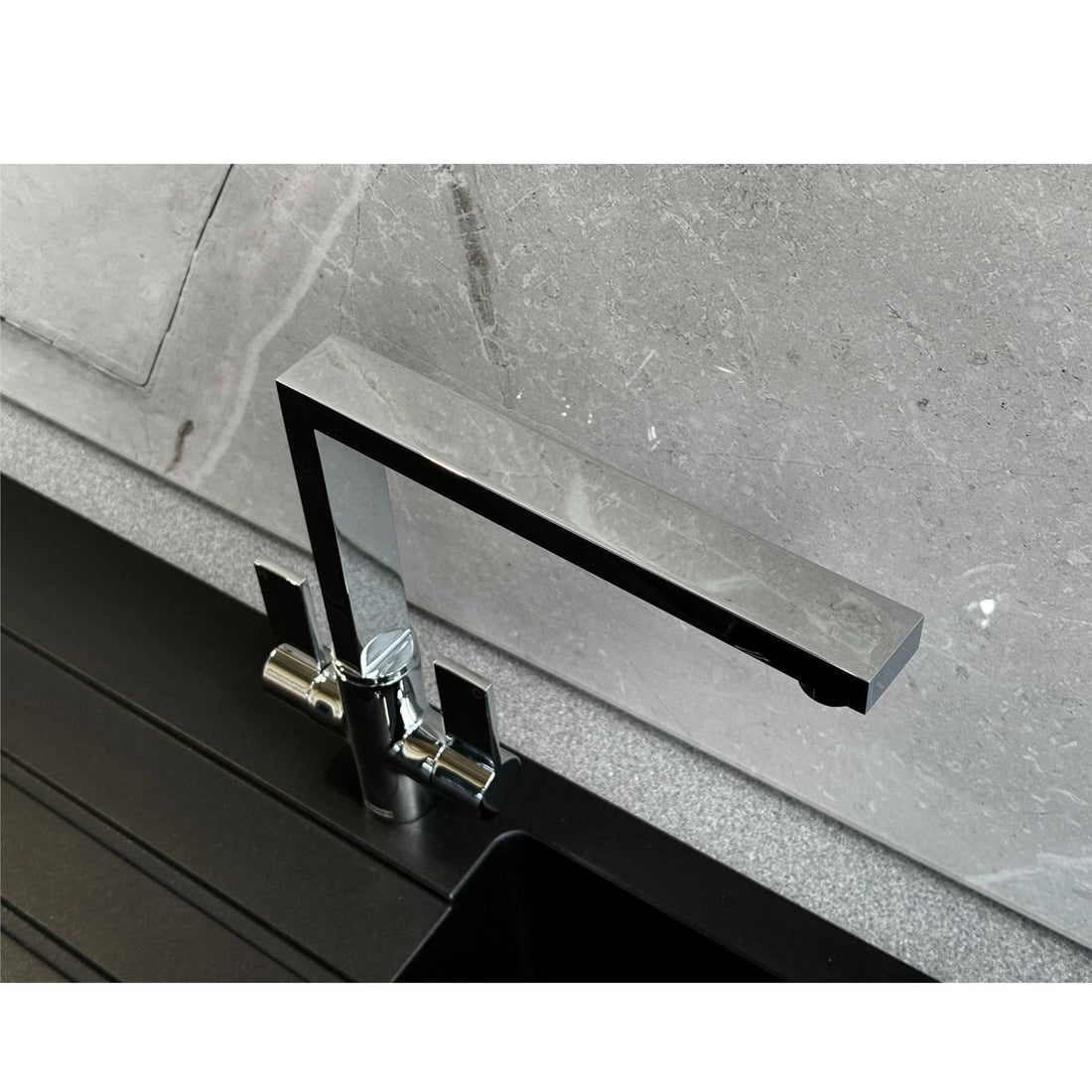 Franke Bern Square Style Twin Lever Swivel Spout Mono Mixer Chrome Kitchen Tap