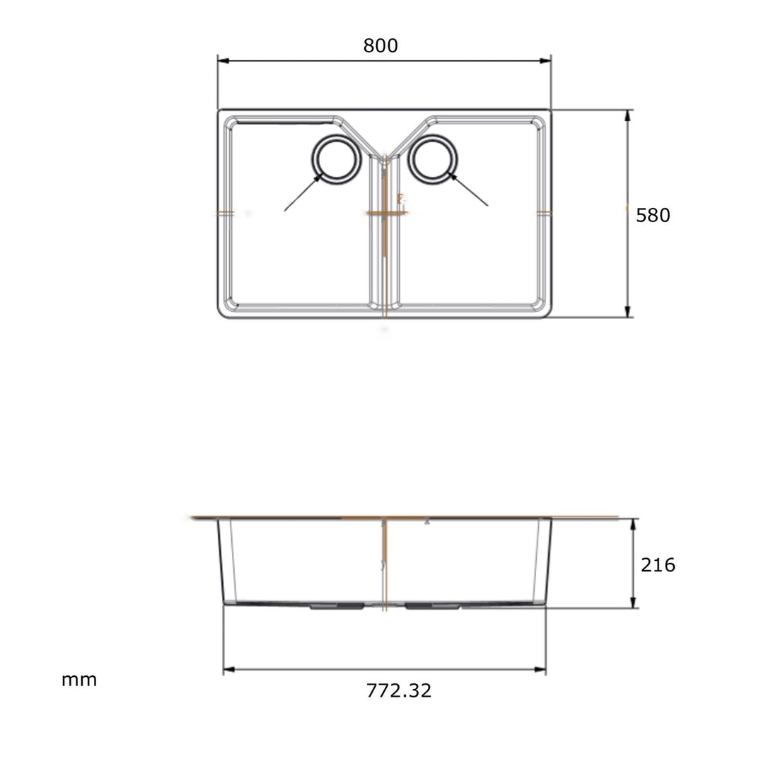 Liquida BT64WH 2.0 Bowl Butler Inset Or Undermount Gloss White Kitchen Sink