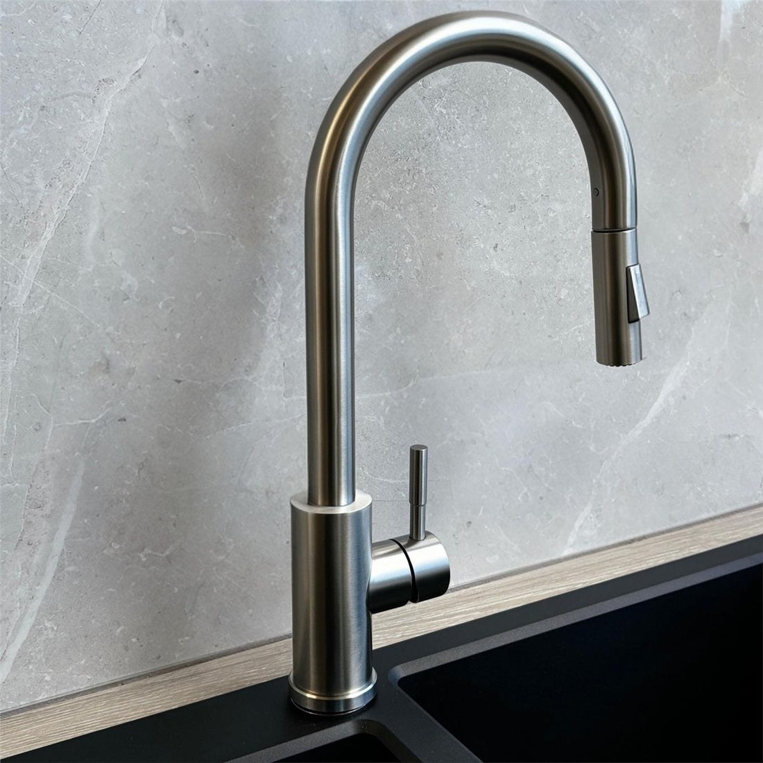 Liquida CT454BS Single Lever Pull Out Brushed Steel Kitchen Mixer Tap