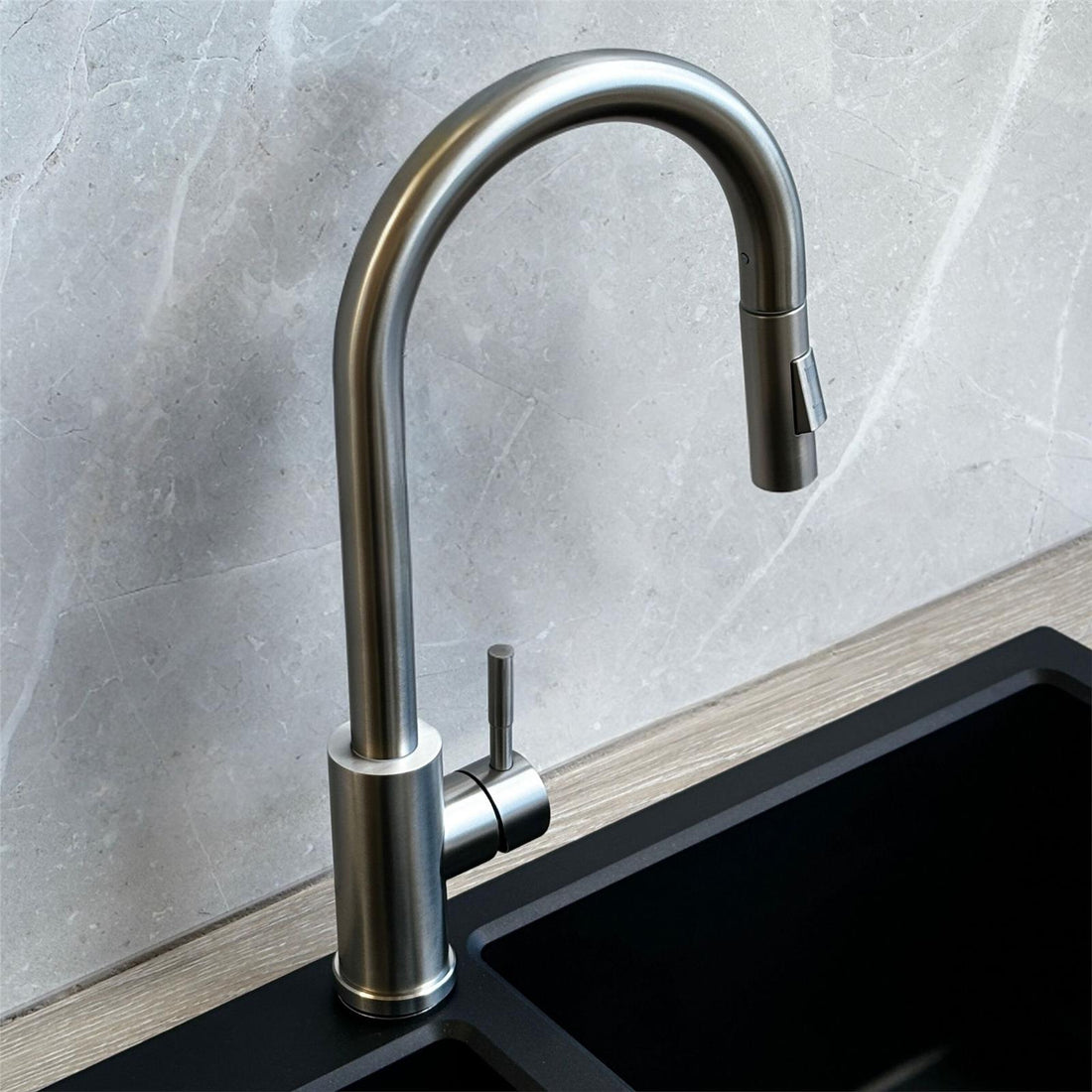 Liquida CT454BS Single Lever Pull Out Brushed Steel Kitchen Mixer Tap