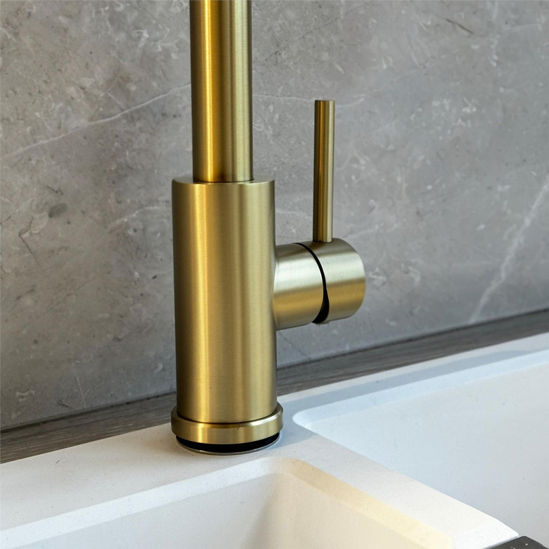 Liquida CT455BR Single Lever Pull Out Brushed Brass Kitchen Mixer Tap