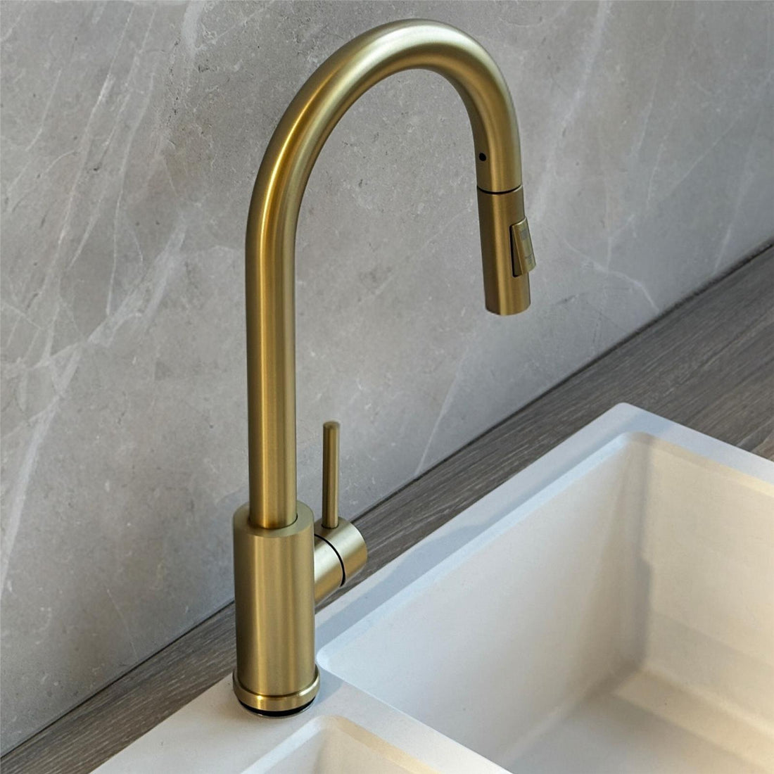 Liquida CT455BR Single Lever Pull Out Brushed Brass Kitchen Mixer Tap