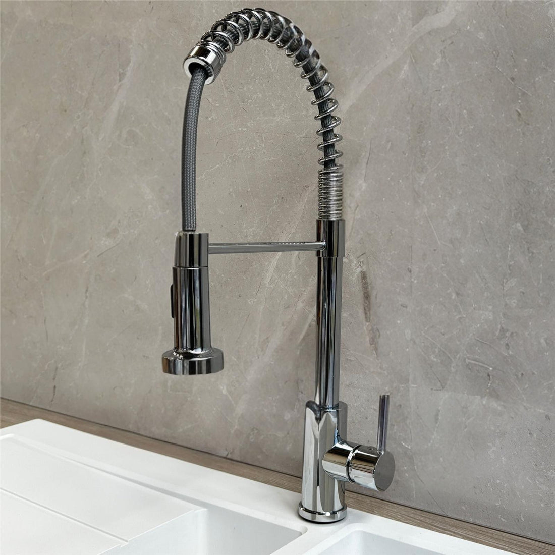 Liquida CT594CH Chrome Spring Style Kitchen Mixer Tap With Pull Out Spray Head