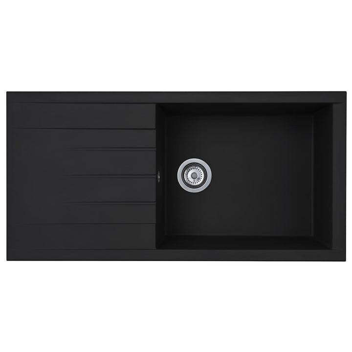 Liquida CU10BL 1.0 Bowl Composite Reversible Inset Black Kitchen Sink With Waste