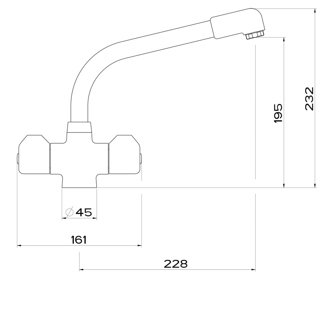 Franke Danube Traditional Twin Lever Swivel Spout Mono Mixer Chrome Kitchen Tap