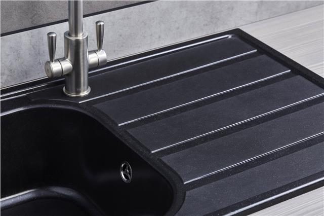 Liquida DK5BL 1.0 Bowl Composite Reversible Inset Black Kitchen Sink With Waste