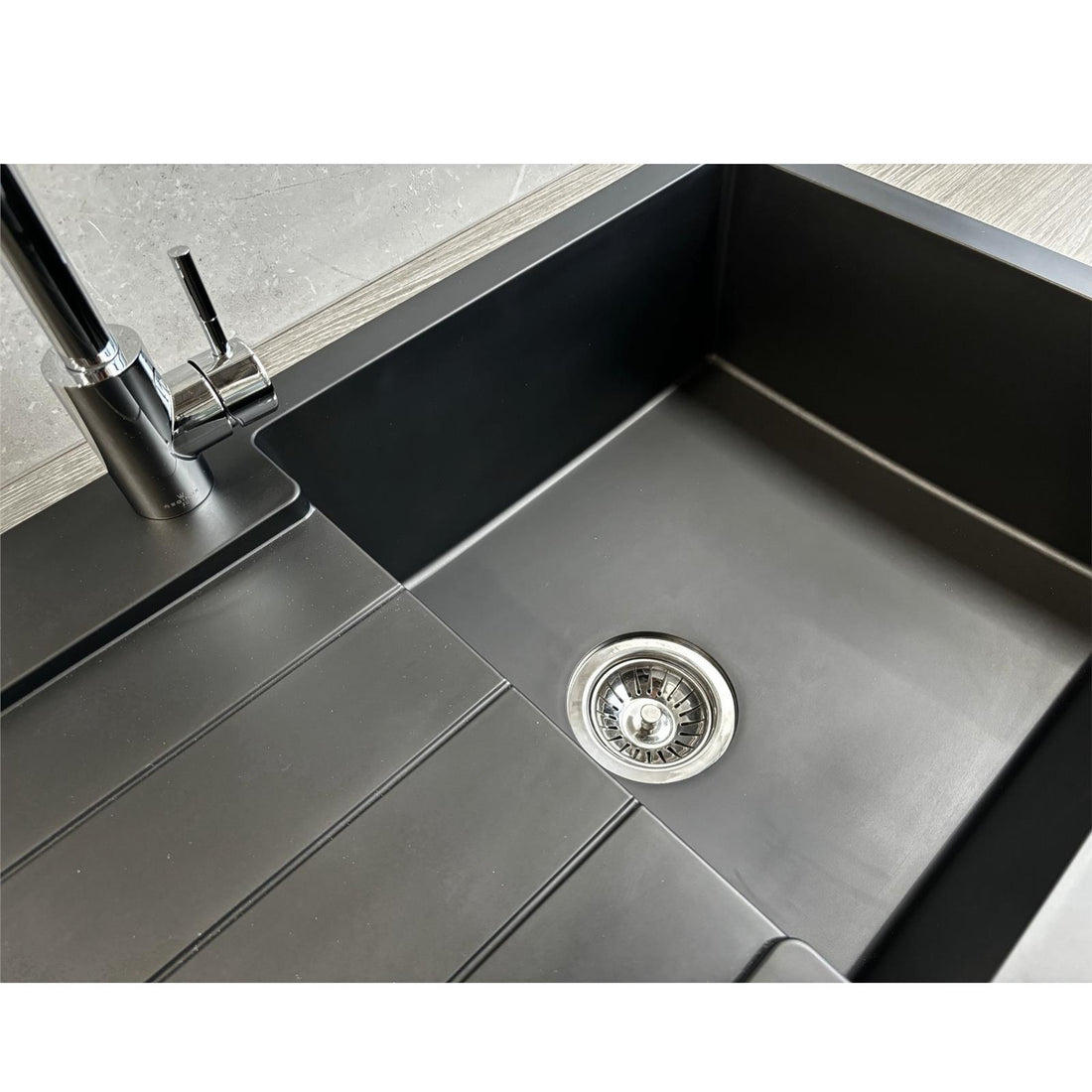 Liquida ELL10BL 1.0 Bowl Comite Reversible Inset Black Kitchen Sink With Waste