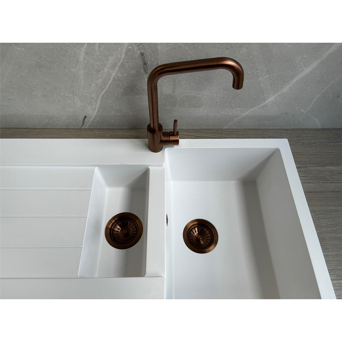 Liquida ELL15WH 1.5 Bowl Comite Reversible Inset White Kitchen Sink With Wastes