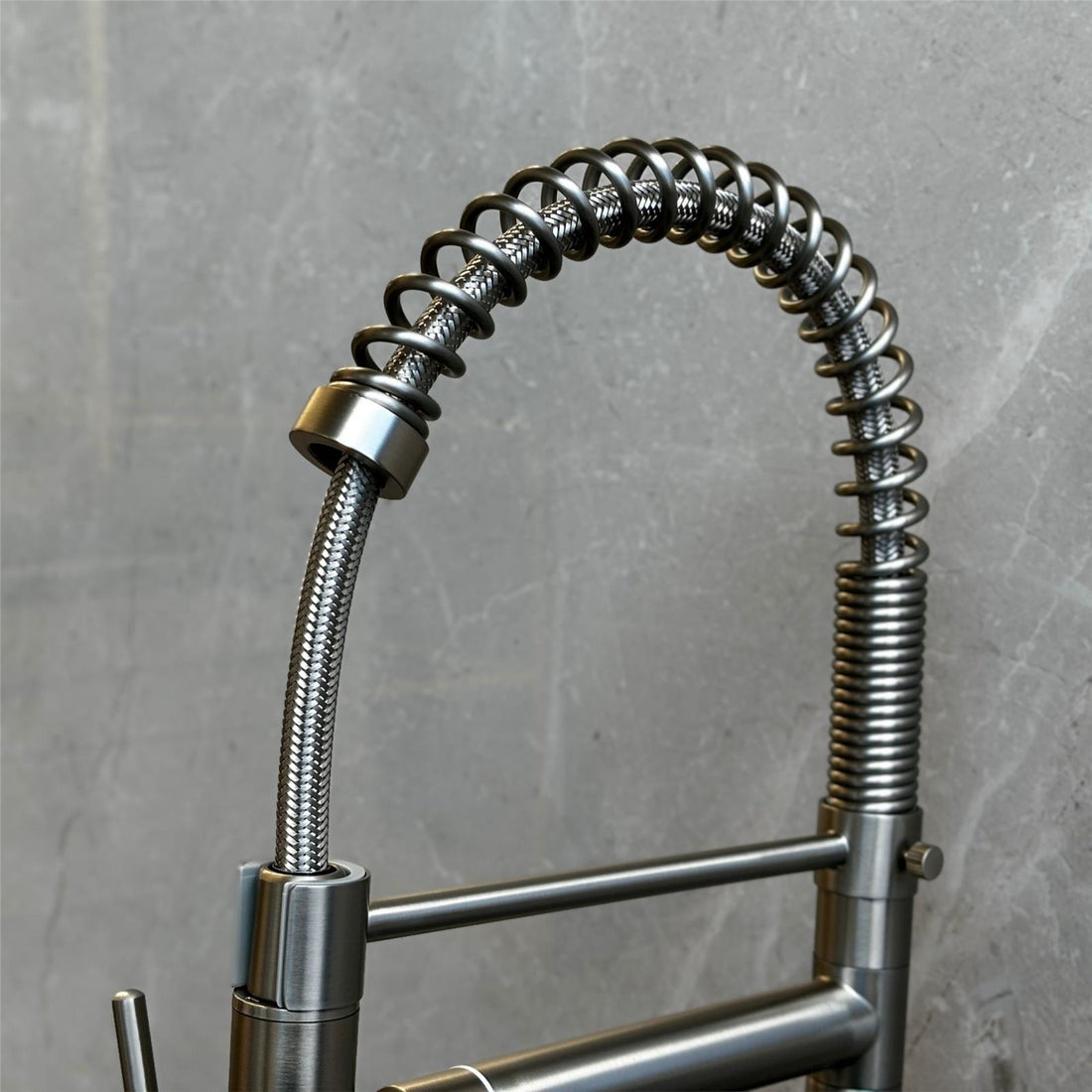 Liquida GR265BS Brushed Steel Kitchen Tap With Swivel Spout & Directional Spray