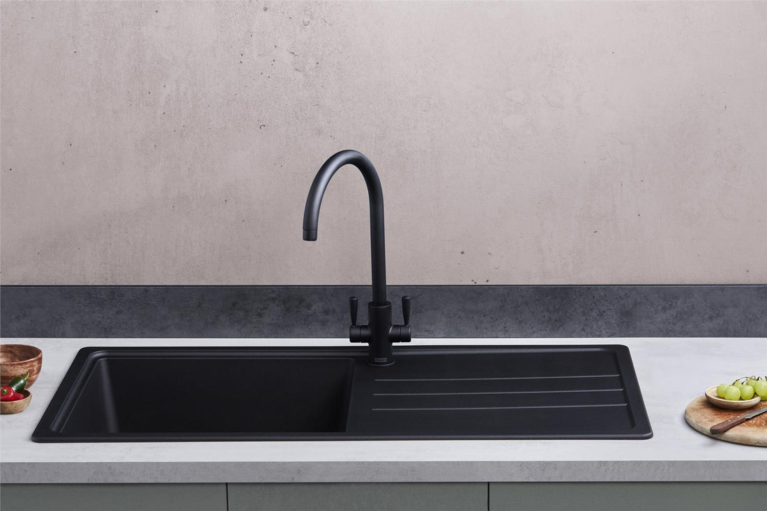 Franke Junos JSD611-97CB 1.0 Bowl Tectonite Reversible Inset Black Kitchen Sink