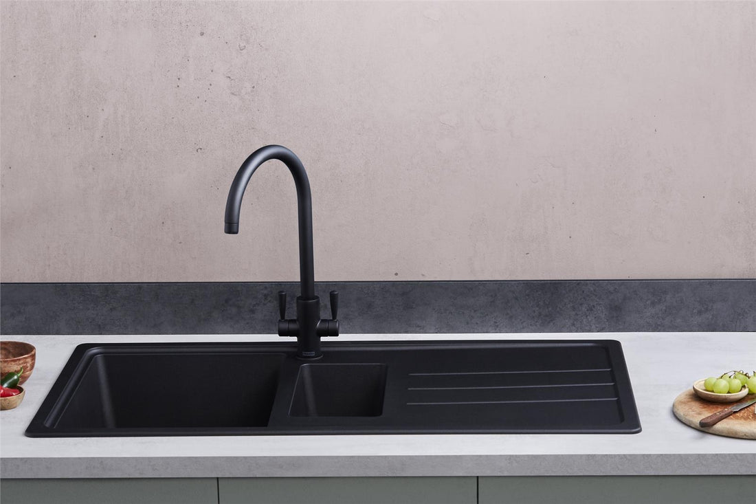 Franke Junos JSD651-97CB 1.5 Bowl Tectonite Reversible Inset Black Kitchen Sink