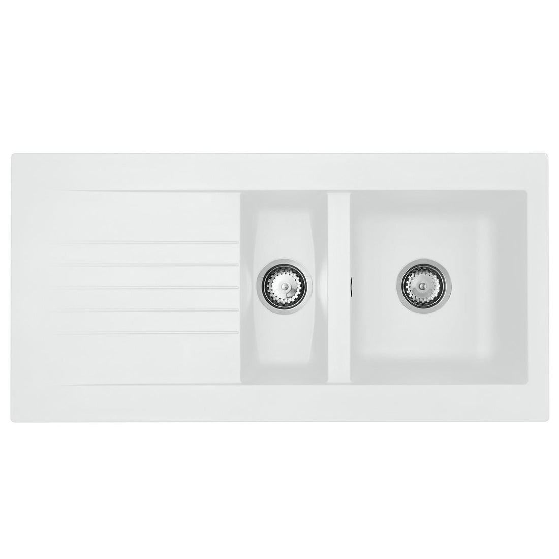 Liquida KAV150WH 1.5 Bowl Composite Reversible White Kitchen Sink And Waste Kit