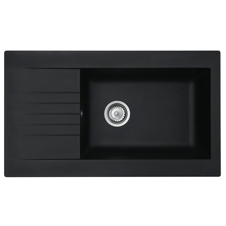 Liquida KAV860BL 1.0 Bowl Composite Reversible Black Kitchen Sink And Waste Kit