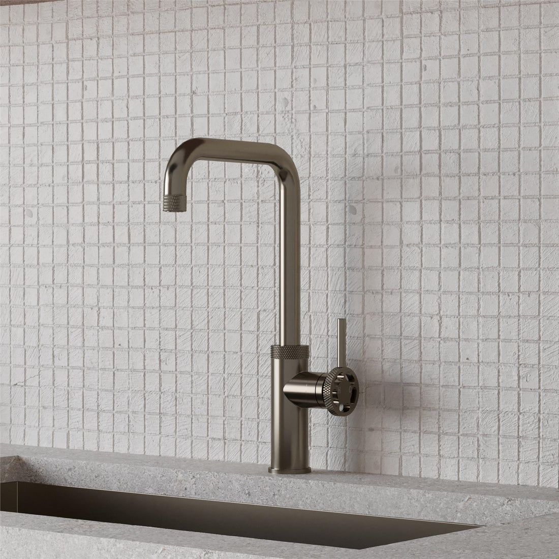 Liquida LB415BS Industrial Style Single Lever Brushed Steel Kitchen Mixer Tap