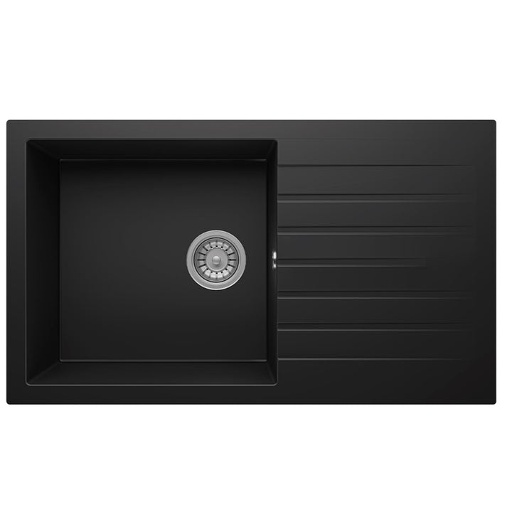 Liquida LBN860BL 1.0 Bowl Black Granite Reversible Kitchen Sink With Waste