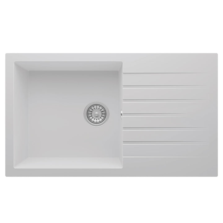 Liquida LBN860WH 1.0 Bowl White Granite Reversible Kitchen Sink With Waste