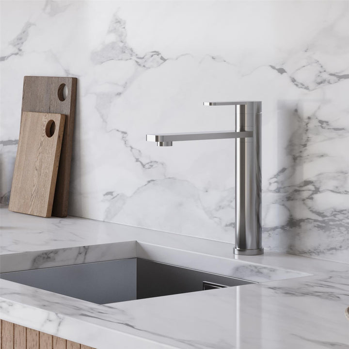 Liquida LX388CH Single Lever Pillar Style Swivel Spout Kitchen Tap In Chrome