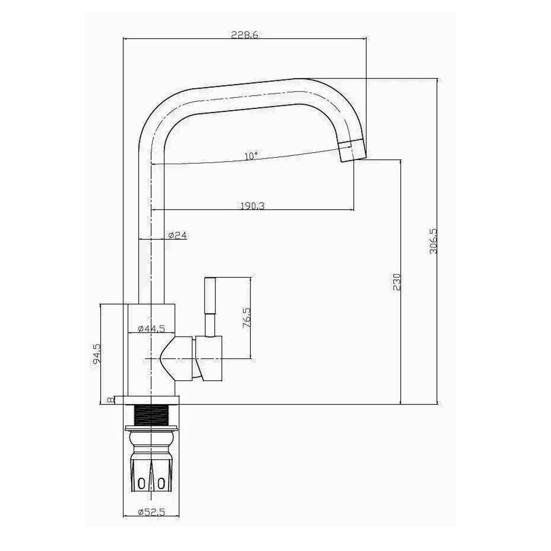 Reginox NERA MB Single Lever Kitchen Mixer Tap In Matt Black
