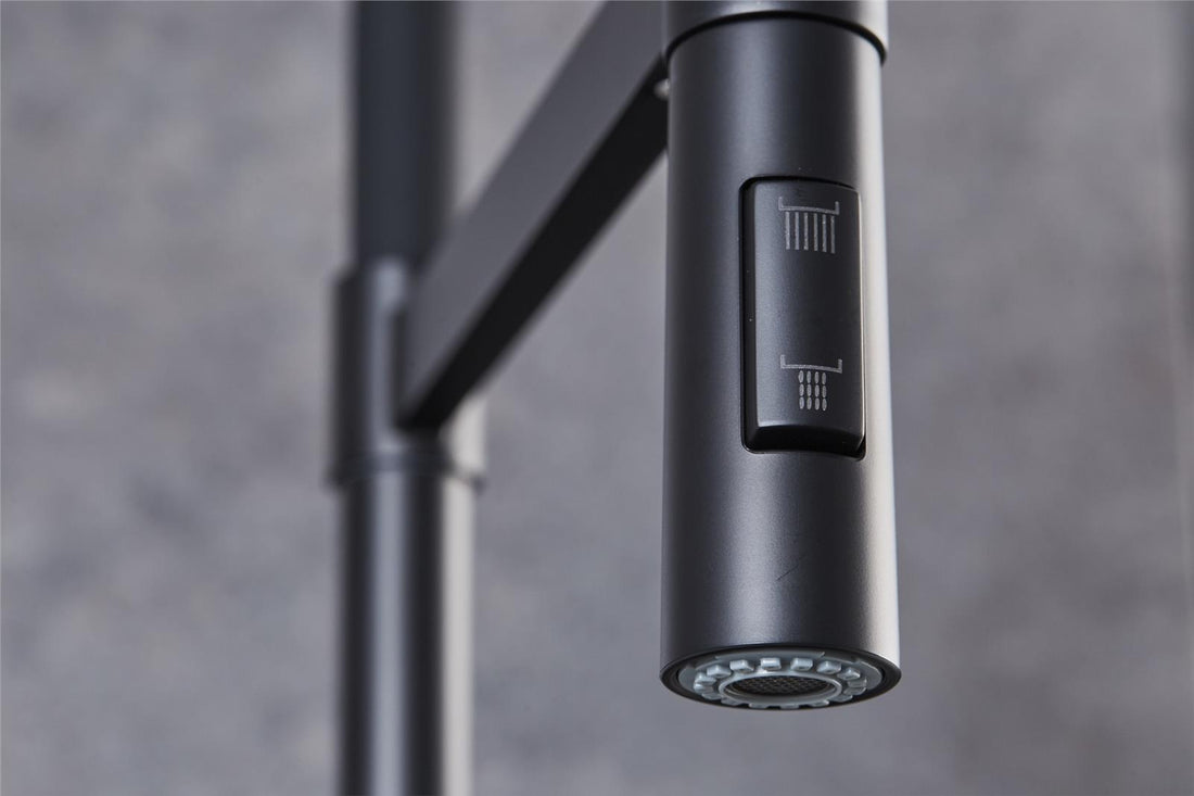 Liquida W24MB S shape Swan Neck 360 Degree Swivel Matt Black Kitchen Tap