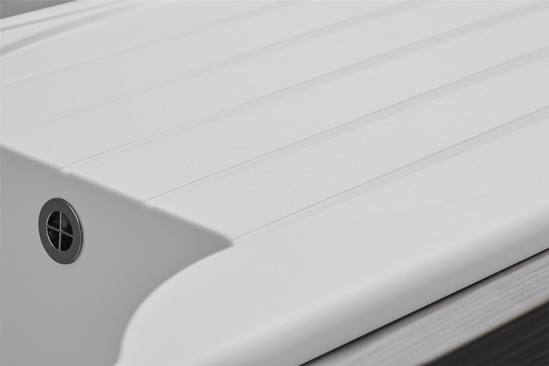 Liquida CMP10WH 1.0 Bowl Reversible White Kitchen Sink And Waste Kit