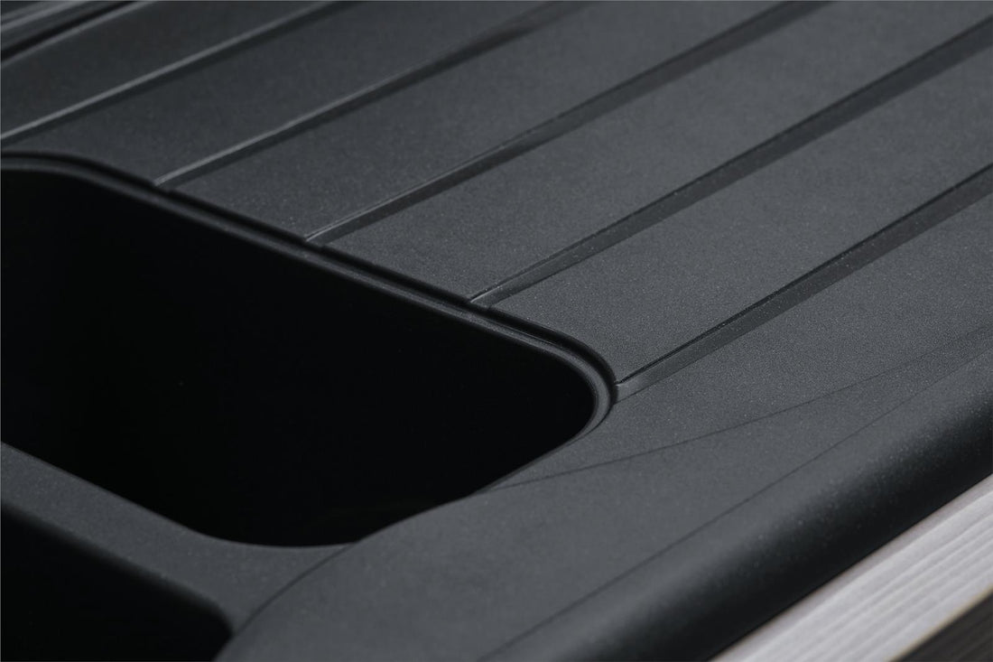 Liquida CMP15BL 1.5 Bowl Reversible Black Kitchen Sink And Waste Kit