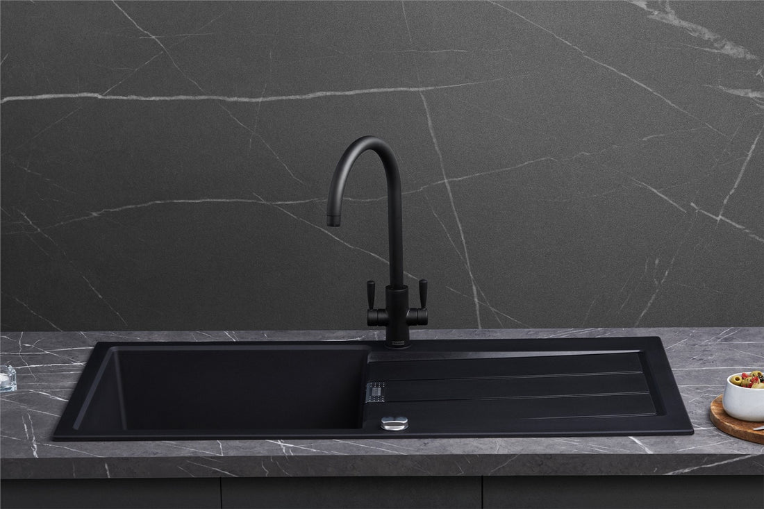 Franke Sirius S2D611CB 1.0 Bowl Tectonite Carbon Black Reversible Kitchen Sink
