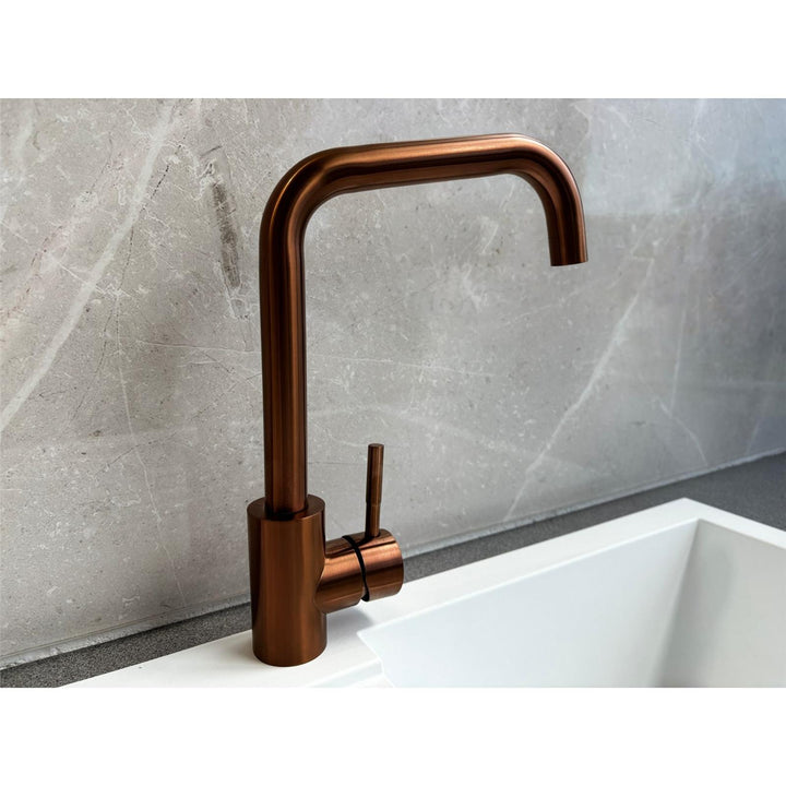 Reginox Salina CP Single Lever Square Neck Copper Kitchen Mixer Tap