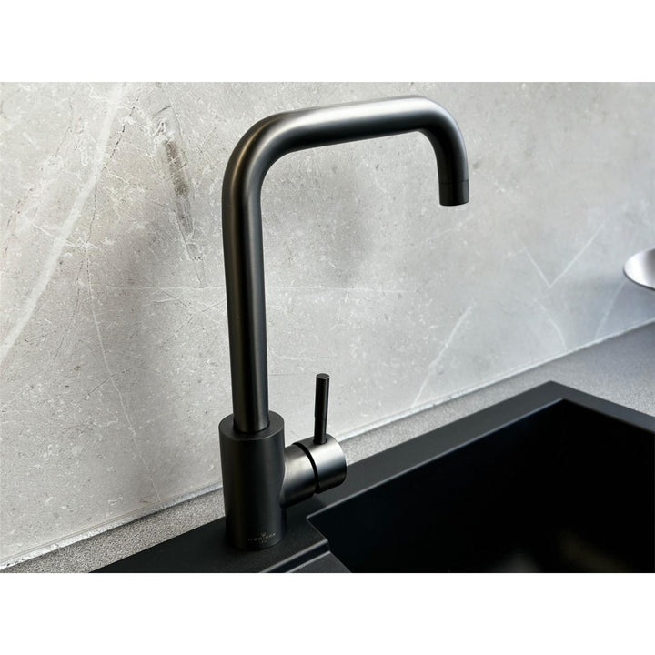 Reginox Salina GM Single Lever Square Neck Gun Metal Kitchen Mixer Tap