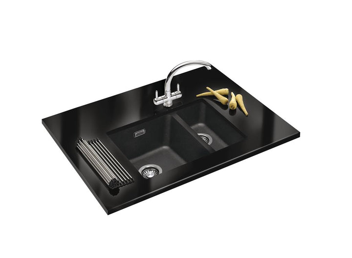 Franke Sirius SID160CB 1.5 Bowl Tectonite Undermount Black Kitchen Sink