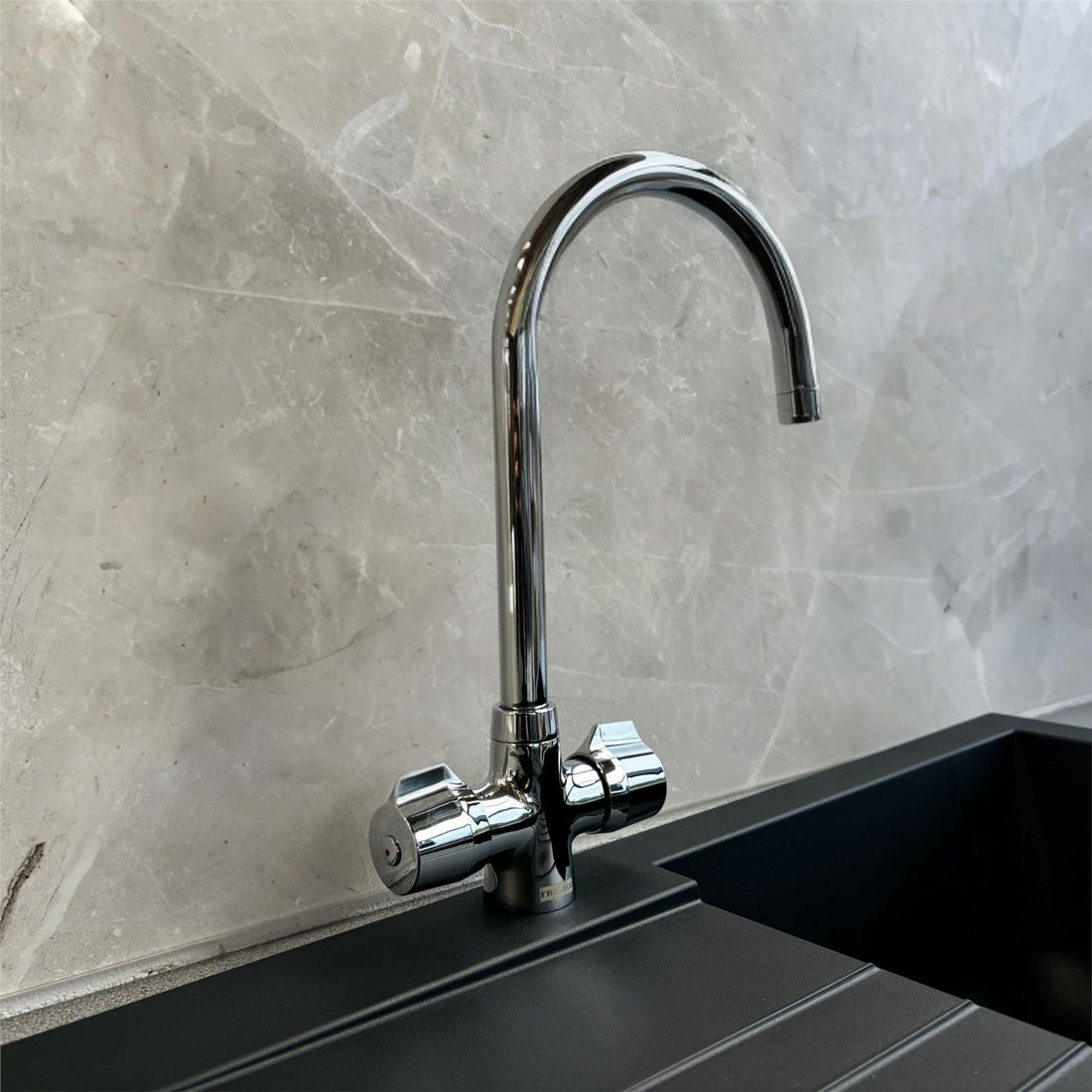 Franke Smart Pro Cruciform Two Lever J Swivel Spout Kitchen Tap In Chrome