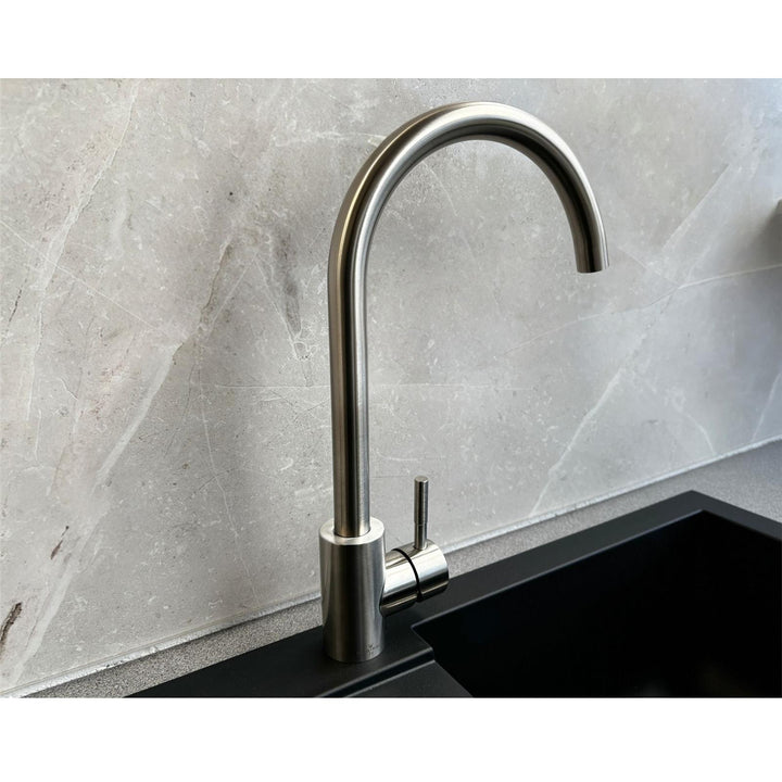 Reginox Taravo BN Single Lever Swan Neck Brushed Nickel Kitchen Mixer Tap
