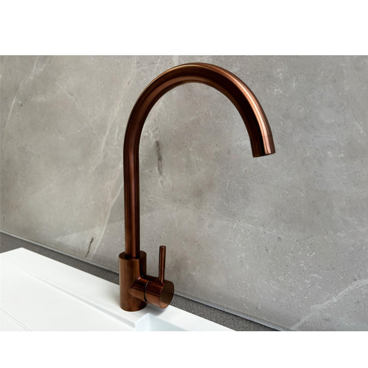 Reginox Taravo CP Single Lever Swan Neck Copper Kitchen Mixer Tap