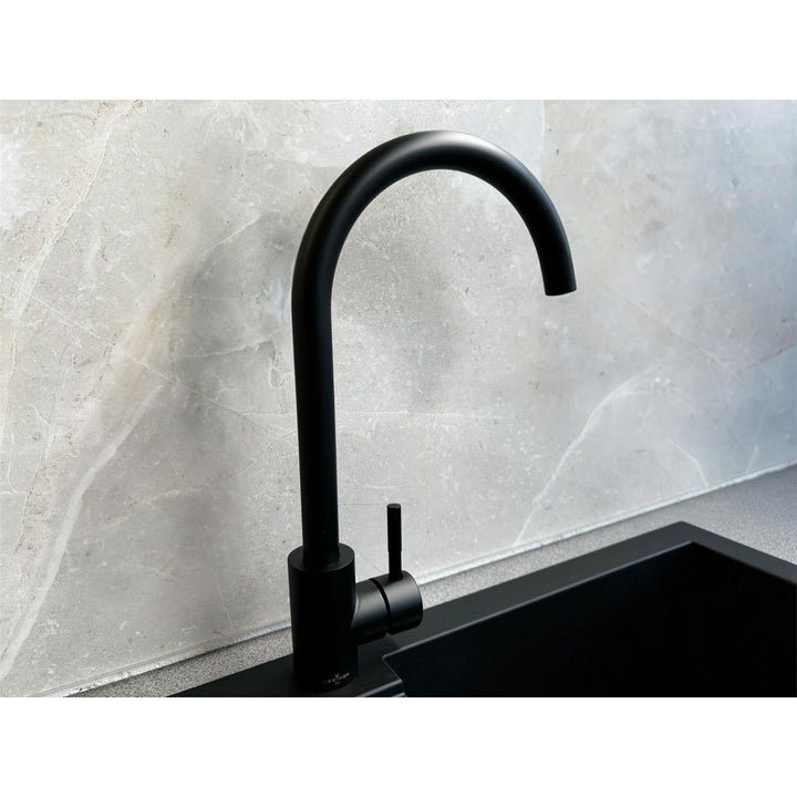 Reginox Taravo MB Single Lever Swan Neck Matt Black Kitchen Mixer Tap