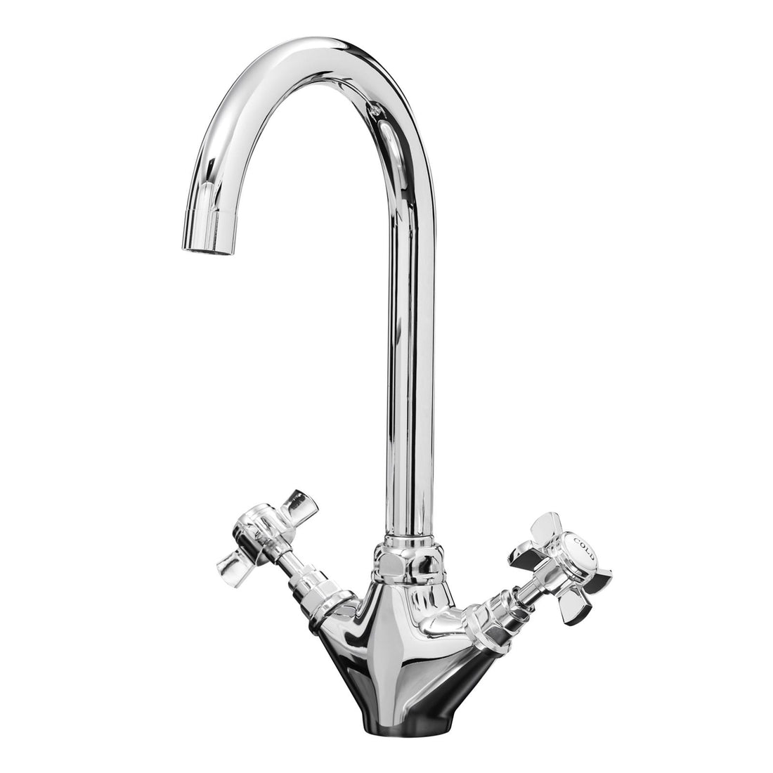 Liquida W02CH 360 Degree Swivel Spout Dual Handle Traditional Chrome Kitchen Tap