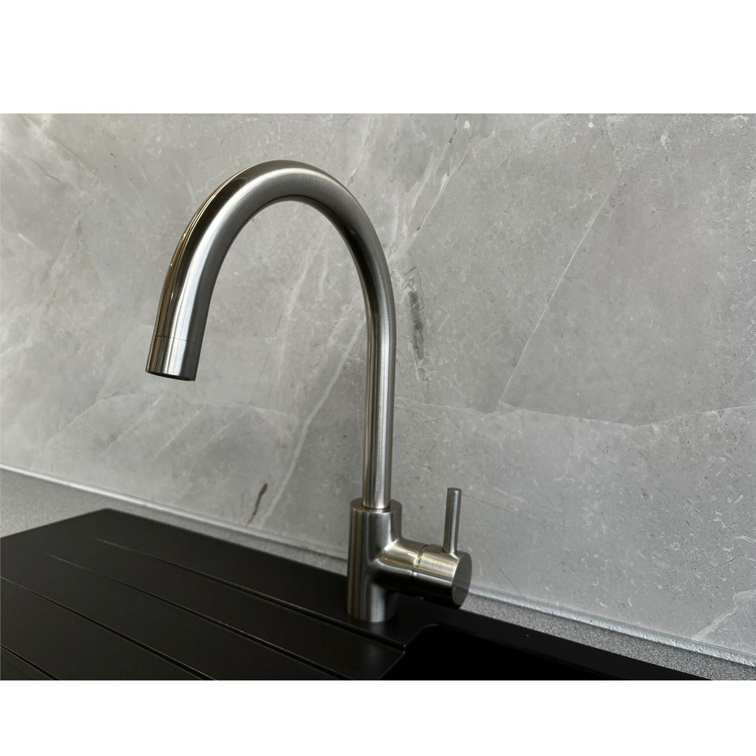 Liquida W06BN Swan Neck Single Lever Monobloc Brushed Nickel Kitchen Mixer Tap