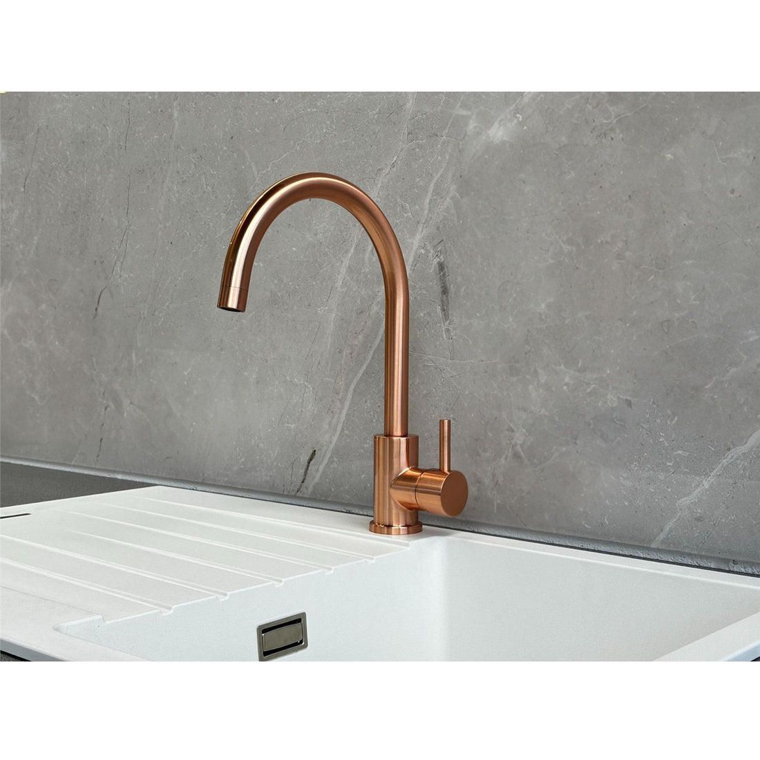 Liquida W06CP Swan Neck Monobloc Single Lever Copper Kitchen Mixer Tap