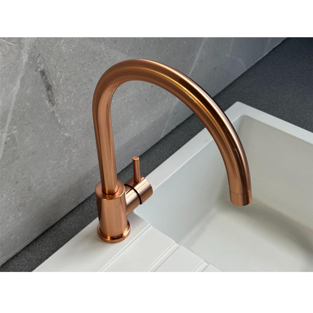 Liquida W06CP Swan Neck Monobloc Single Lever Copper Kitchen Mixer Tap